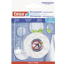 TESA Montageband dubbelzijdig klevend waterproof wit 1,5 m x 19 mm-thumb-0