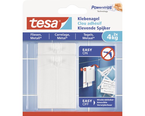 TESA Powerstrips klevende spijker voor tegels & metaal 4 kg 2 stuks