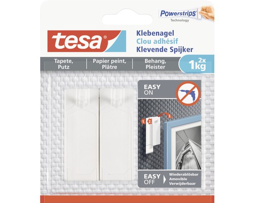 TESA Powerstrips klevende spijker voor behang & pleisterwerk 1 kg 2 stuks