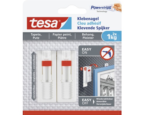 TESA Powerstrips klevende spijker verstelbaar voor behang & pleisterwerk 1 kg 2 stuks