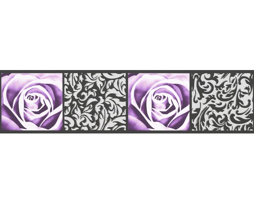 A.S. CRÉATION Behangrand zelfklevend 9019-10 Only Borders rozen ornament lila/zwart/wit 5 m x 13 cm-0
