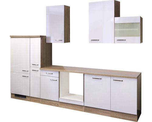 FLEX WELL Keukenblok zonder apparatuur Valero wit hoogglans 310x60 cm