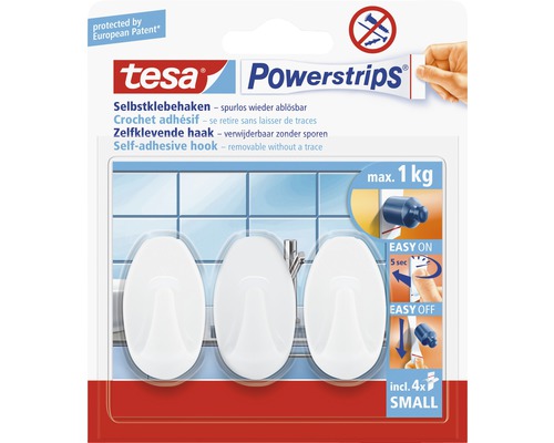 TESA Powerstrips zelfklevende haken ovaal wit 1 kg 3 stuks