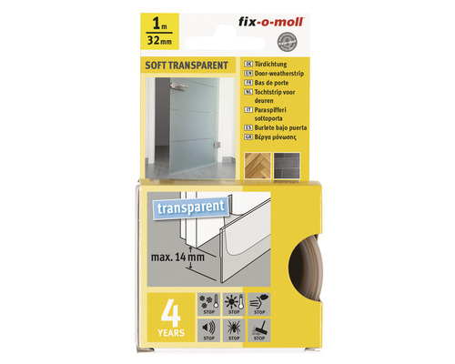 FIX-O-MOLL Soft Transparent tochtband voor deuren zelfklevend transparant 32 mm x 1 m-0