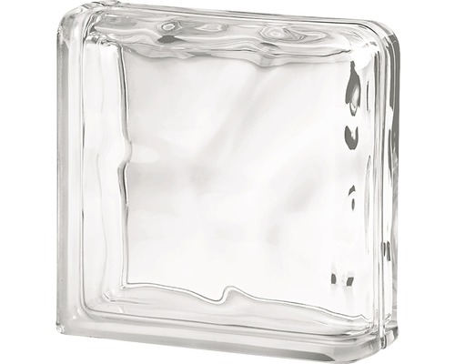 Glazen bouwsteen Wolke dubbele eindsteen wit 19 x 19 x 8 cm