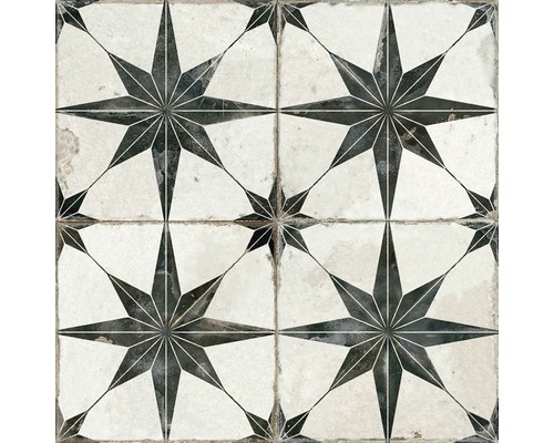 Wand- en vloertegel Star zwart/wit 45x45 cm
