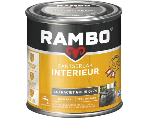 RAMBO Pantserlak interieur transparant zijdeglans antracietgrijs 250 ml