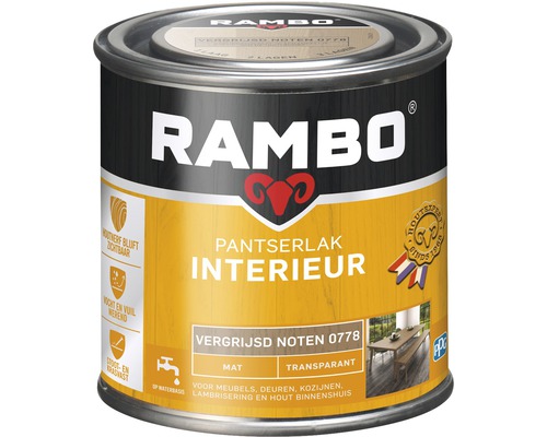 RAMBO Pantserlak interieur transparant mat vergrijsd noten 250 ml
