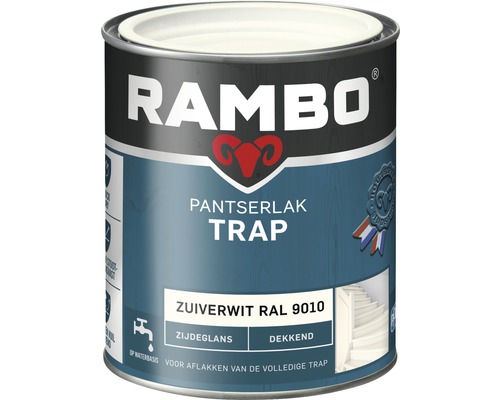 RAMBO Pantserlak trap dekkend zijdeglans zuiverwit RAL 9010 750 ml
