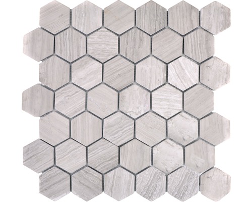 Natuursteen mozaïek HXN 2012 hexagon grijs 29,8x30,5 cm
