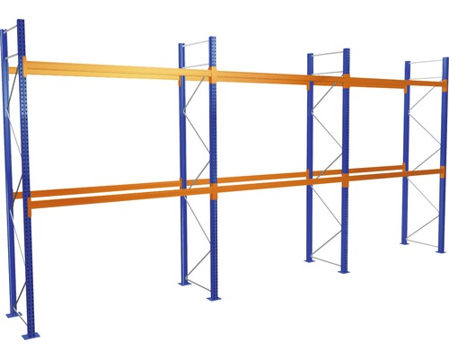 SCHULTE Palletstelling met 3 niveau's 400x844x110 cm blauw/oranje (voor pallets tot 730 kg)