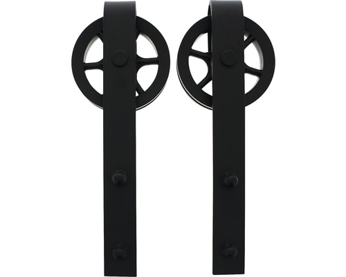 INTERSTEEL Hangrollen Wheel 340 mm mat zwart, 2 stuks