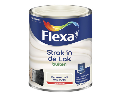 FLEXA Strak in de lak buitenlak hoogglans RAL 9010 750 ml
