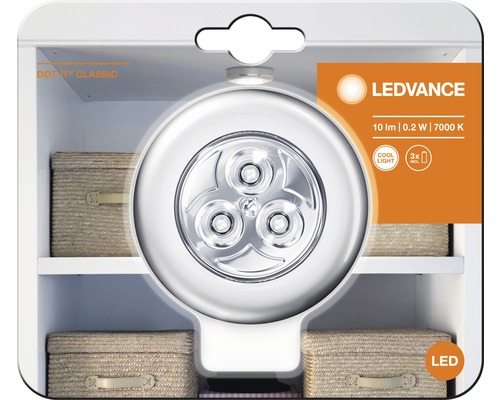 LEDVANCE LED kastverlichting DOT-it classic zelfklevend Ø 65 mm zilver