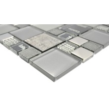 Glasmozaïek XCM MC529 zilver/grijs/zwart 29,8x29,8 cm-thumb-2
