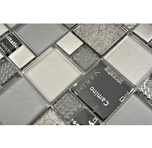 Glasmozaïek XCM MC529 zilver/grijs/zwart 29,8x29,8 cm-thumb-3
