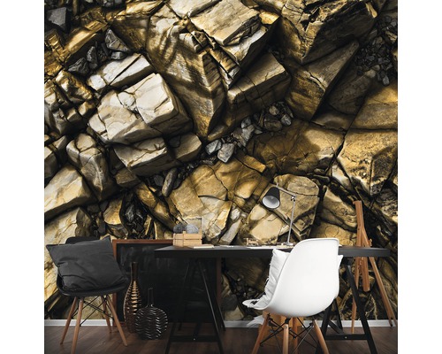Krijt Verbeelding inzet Fotobehang vlies Stenen goud 368x254 cm kopen! | HORNBACH