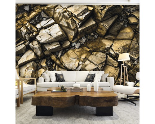 Vruchtbaar Attent pop Fotobehang vlies Stenen goud 254x184 cm kopen! | HORNBACH