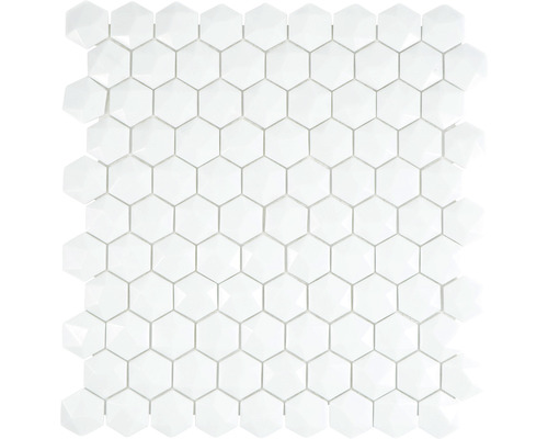 Glasmozaïek Arctic 01 hexagon wit 30x29 cm-0