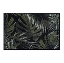 MD ENTREE Schoonloopmat Ambiance palm leaves zwart/groen 50x75 cm-thumb-0