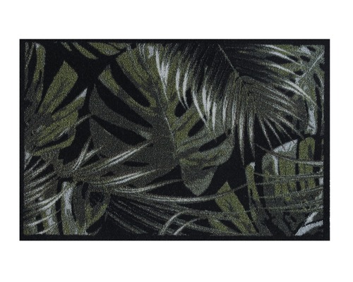 MD ENTREE Schoonloopmat Ambiance palm leaves zwart/groen 50x75 cm-0