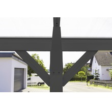 Enkele carport met gebogen dak 6 mm dubbelwandige platen 17 m² incl. regengoot antraciet, 300x576x220 cm-thumb-3