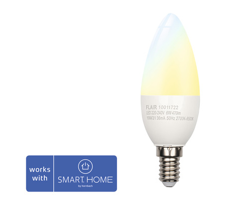 FLAIR Viyu Smart LED-lamp E14/6W kaarsvorm instelbaar wit-0