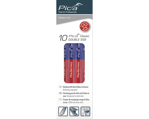 PICA Classic dubbelzijdig potlood Double 559 rood/blauw, 10 stuks-0