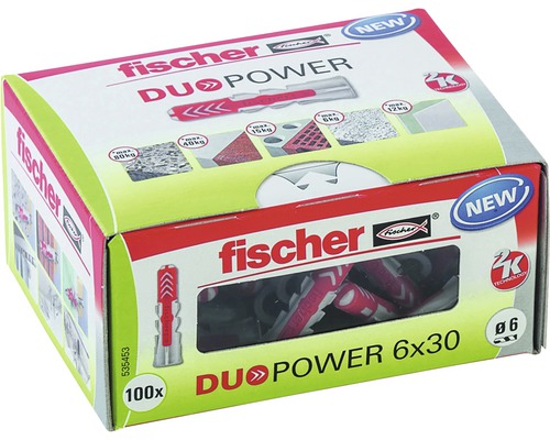 FISCHER Nylon plug Duopower 6x30, 100 stuks-0
