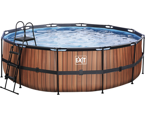 EXIT Wood zwembad met filterpomp - bruin Ø 450 x 122 cm