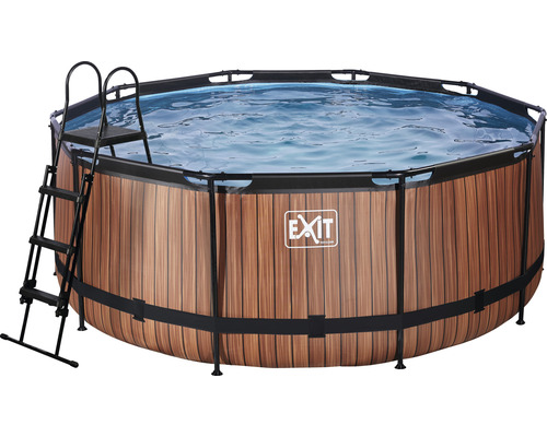 EXIT Wood zwembad met filterpomp - bruin Ø 360 x 122 cm