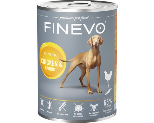 FINEVO Hondenvoer nat Active Dog kip met wortel 400 g