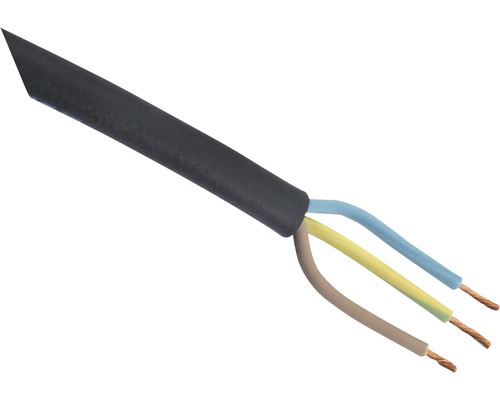 Rubber kabel glad 3x2,5 mm² zwart (per meter)