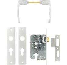 STARX Cilinderslot dag-nacht PC55 wit met beslag (deurkruk blokmodel)-thumb-1