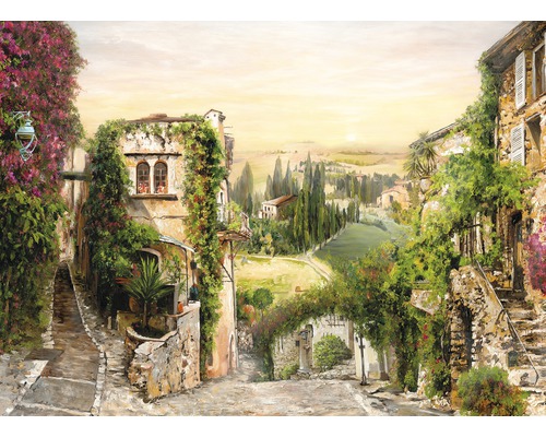 PURE LIVING Schilderij canvas Mediterranean Village 84x116 cm