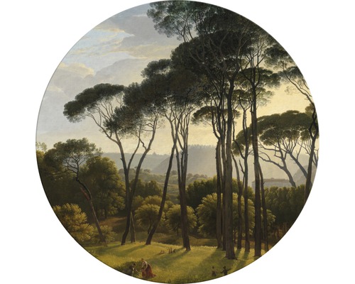 ART FOR THE HOME Schilderij canvas Italiaans landschap met parasoldennen ø 70 cm
