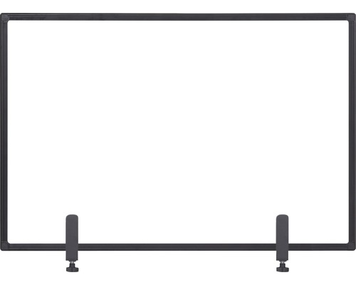 BI-OFFICE Hygiënische scheidingswand glas voor bevestiging aan tafel zwart 120x90 cm