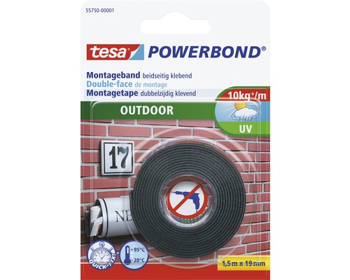 TESA Powerbond montagetape outdoor dubbelzijdig klevend wit 1,5 m x 19 mm