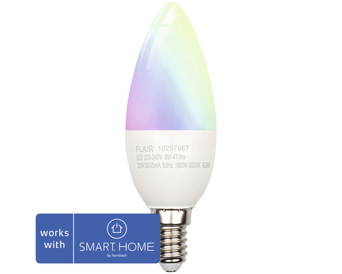 FLAIR Viyu Smart LED-lamp E14/6W kaarsvorm RGBW