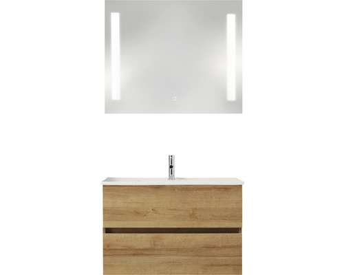 PELIPAL Badkamermeubelset Cavallino greeploos 75 cm incl. spiegel met verlichting riviera eiken-0