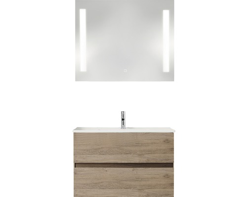 PELIPAL Badkamermeubelset Cavallino greeploos 75 cm incl. spiegel met verlichting sanremo eiken