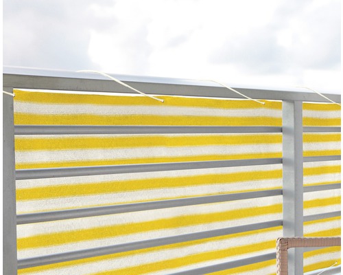 FLORACORD Balkondoek wind- waterdoorlatend geel/wit 90x500 cm kopen! HORNBACH