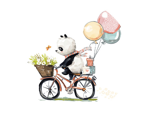 SPECIAL DECORATION Fotobehang vlies Panda op fietsje ø 95 cm