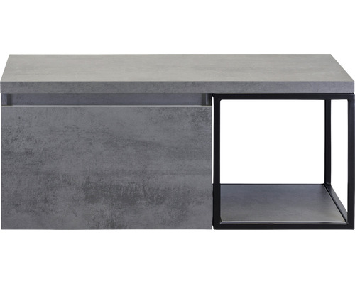 Badkamermeubel Frozen 100 cm zwart frame incl. bovenblad beton antraciet-0