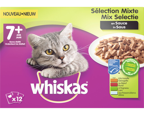 WHISKAS Kattenvoer senior mix selectie in saus 12 x 100 gr