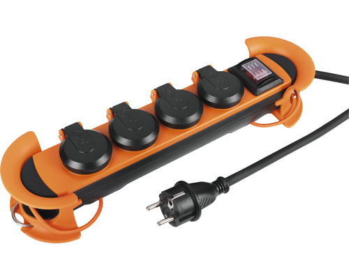 Q-LINK Stekkerdoos met kabelmagneet 3x1.5 mm² IP44 oranje/zwart, 5 meter