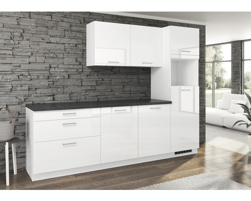 PICCANTE Keukenblok Solaro zonder apparatuur wit hoogglans rechts-0