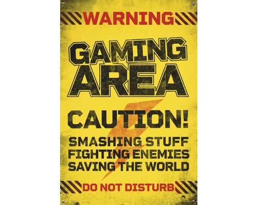 REINDERS Poster Caution gaming area 61x91,5 cm-0