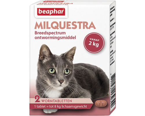 BEAPHAR Milquestra Kat ontwormingsmiddel voor katten van 2-12 kg, 2 tabletten
