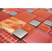 Glasmozaïek XCM MC579 zilver/rood 29,8x29,8 cm-thumb-1